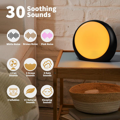 iDealSleep Loudspeakers Brown Noise & White Noise Machine – 30 Soothing Sounds, 12 Night Lights, Auto-Off Timer
