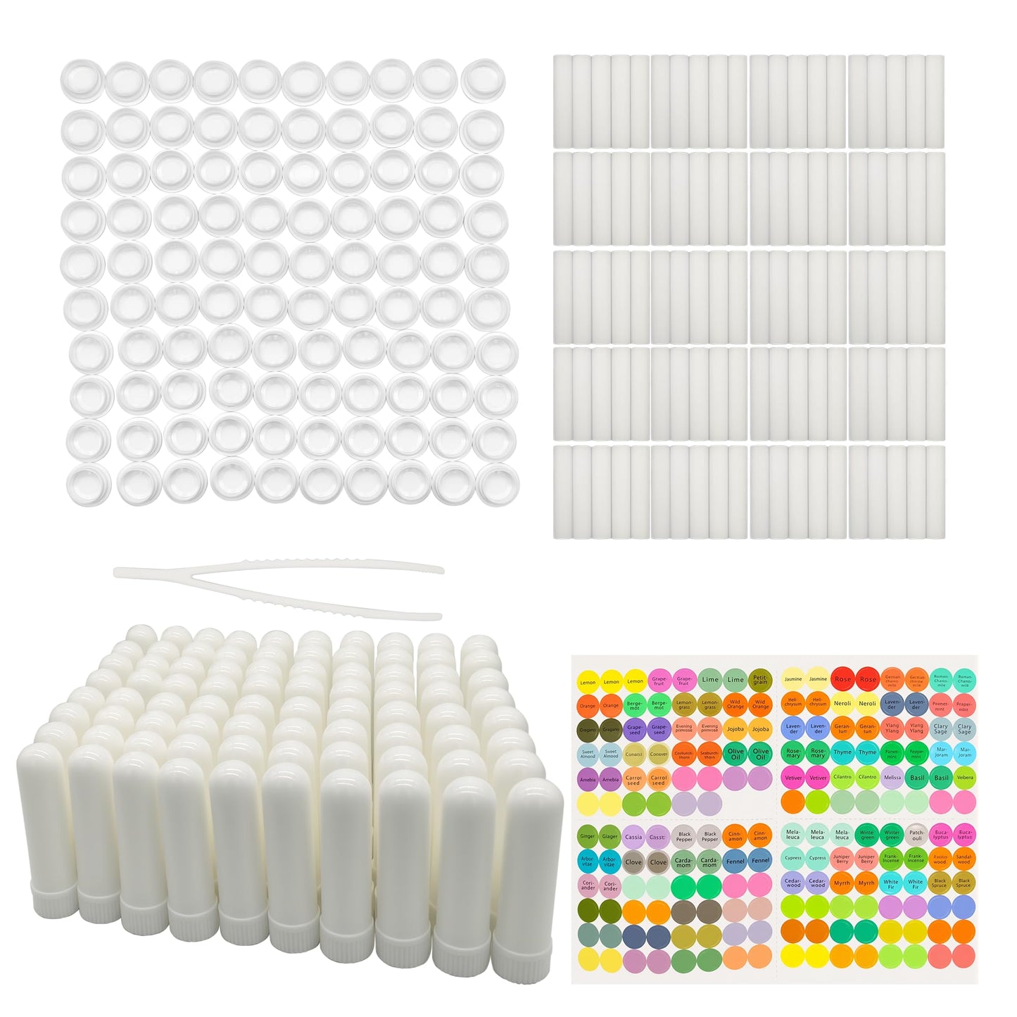 IFINTECHNO 100 Pcs White Refillable Nasal Inhalers | Eco-Friendly Aromatherapy Tubes