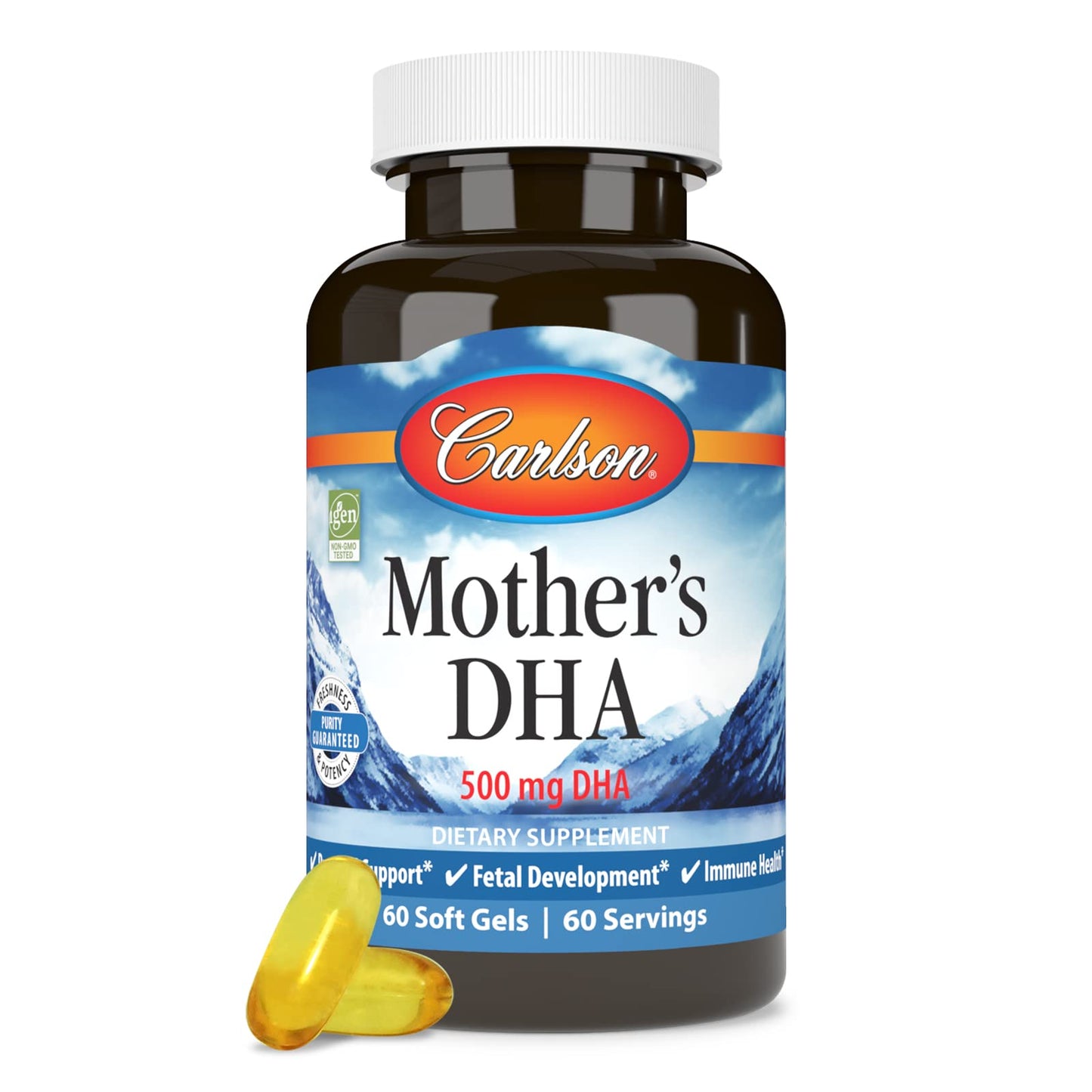 Carlson Mother's DHA 500 mg Prenatal – Fetal Development & Immune Health, 60 Softgels