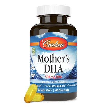 Carlson Mother's DHA 500 mg Prenatal – Fetal Development & Immune Health, 60 Softgels