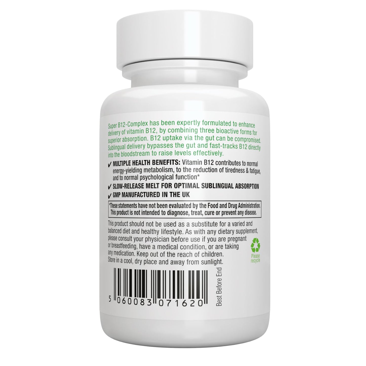 Igennus Sublingual Vitamin B12 Complex 1000mcg | 3 Forms (Methylcobalamin, Adenosylcobalamin & Hydroxocobalamin) | Sugar-Free & Vegan | 180 Servings