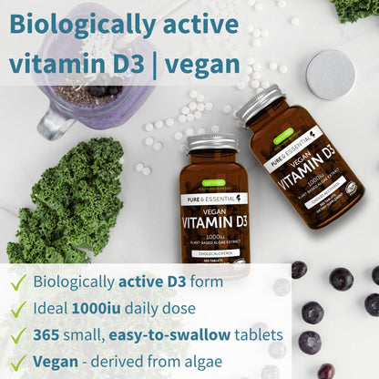 Igennus Vegan Vitamin D3 1000IU | 365 Tablets | Plant-Based Algae Cholecalciferol
