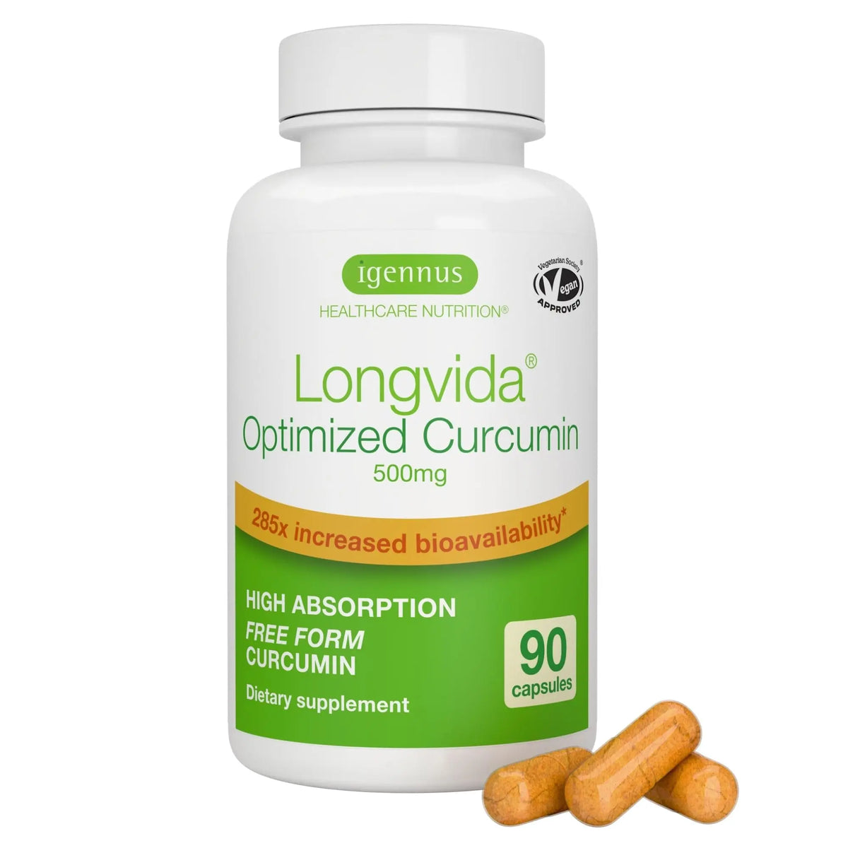 Igennus Longvida Curcumin 500mg – Ultra Bioavailable, 65x Plasma Levels, 90 Vegan Capsules BritishVita | Premium UK Vitamins & Wellness Supplements
