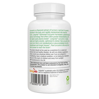 Igennus Longvida Curcumin 500mg – Ultra Bioavailable, 65x Plasma Levels, 90 Vegan Capsules BritishVita | Premium UK Vitamins & Wellness Supplements
