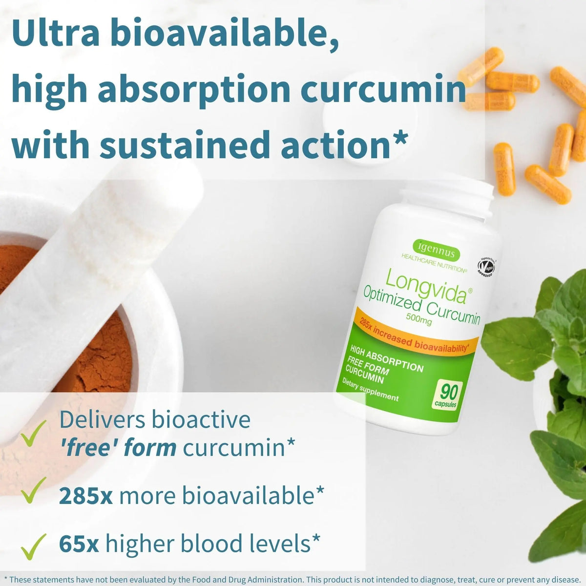 Igennus Longvida Curcumin 500mg – Ultra Bioavailable, 65x Plasma Levels, 90 Vegan Capsules BritishVita | Premium UK Vitamins & Wellness Supplements