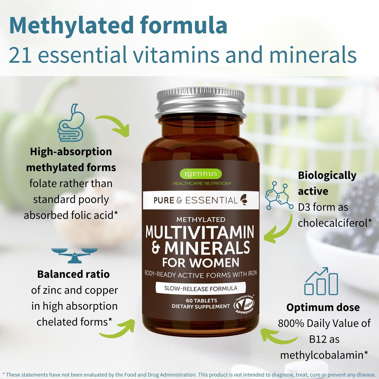 Igennus Methylated Multivitamin 2-Pack for Men & Women | All-Day Nutrients