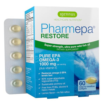 Igennus Pharmepa Restore – Pure EPA 1000mg, rTG Omega-3, IFOS Certified, 60 Softgels