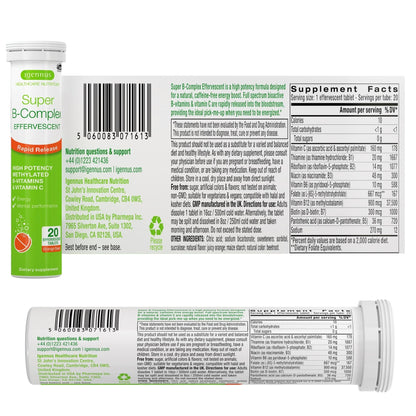 Igennus Super B-Complex – Methylated Liquid B-Vitamins, Orange, Vegan (20 Tablets)