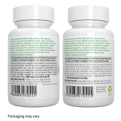 Igennus Super B-Complex – Methylated B Vitamins (MTHFR) | 60 Small Tablets | Vegan