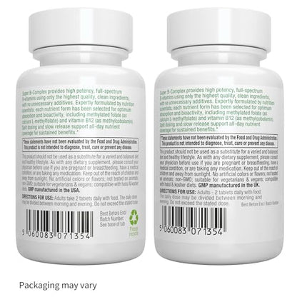 Igennus Super B-Complex: Methylated B-Vitamins, MTHFR Support, Vegan, 180 Tabs