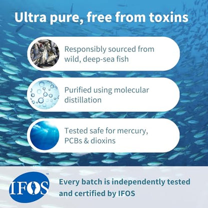 Igennus Ultra Pure Omega-3 EPA 500mg | IFOS Certified Wild Fish Oil | rTG Non-GMO | 90 Softgels