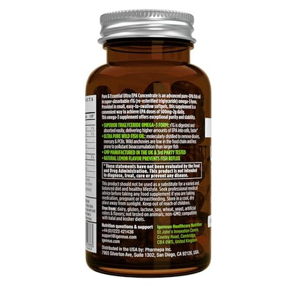 Igennus Ultra Pure Omega-3 EPA 500mg | IFOS Certified Wild Fish Oil | rTG Non-GMO | 90 Softgels