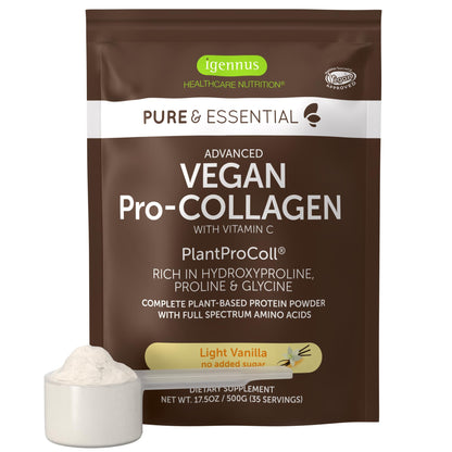 Igennus Vegan Vanilla Collagen Peptide Powder | Plant-Based & Vitamin C, 35 Servings