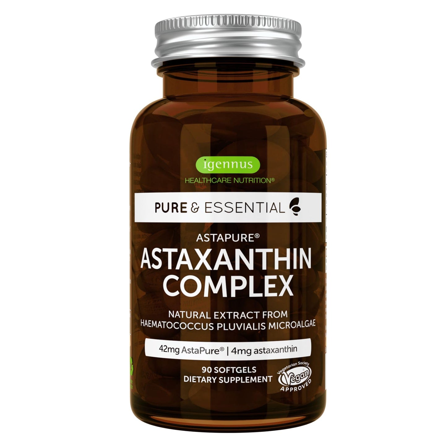 Igennus Vegan Astaxanthin 4mg Complex with Lutein & Zeaxanthin | 90 Softgels