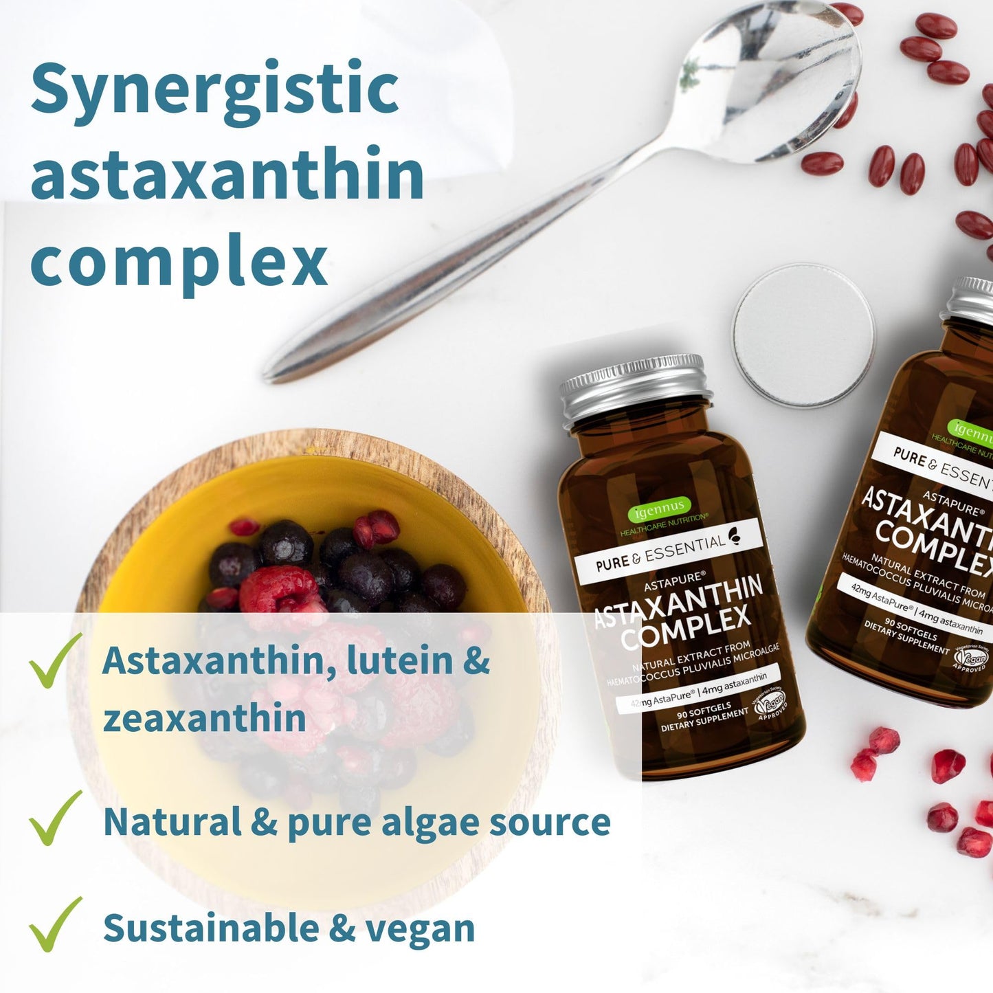 Igennus Vegan Astaxanthin 4mg Complex with Lutein & Zeaxanthin | 90 Softgels