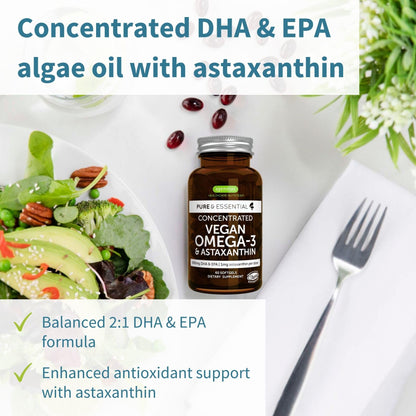 Igennus Vegan Omega-3 Algae Oil – DHA 400mg, EPA 200mg per Serving | 60 Softgels