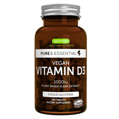 Igennus Vegan Vitamin D3 1000IU | 365 Tablets | Plant-Based Algae Cholecalciferol