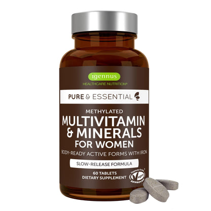 Igennus Methylated Multivitamin for Women – MTHFR, Active B-Vitamins, K2 MK7 (60 tabs)