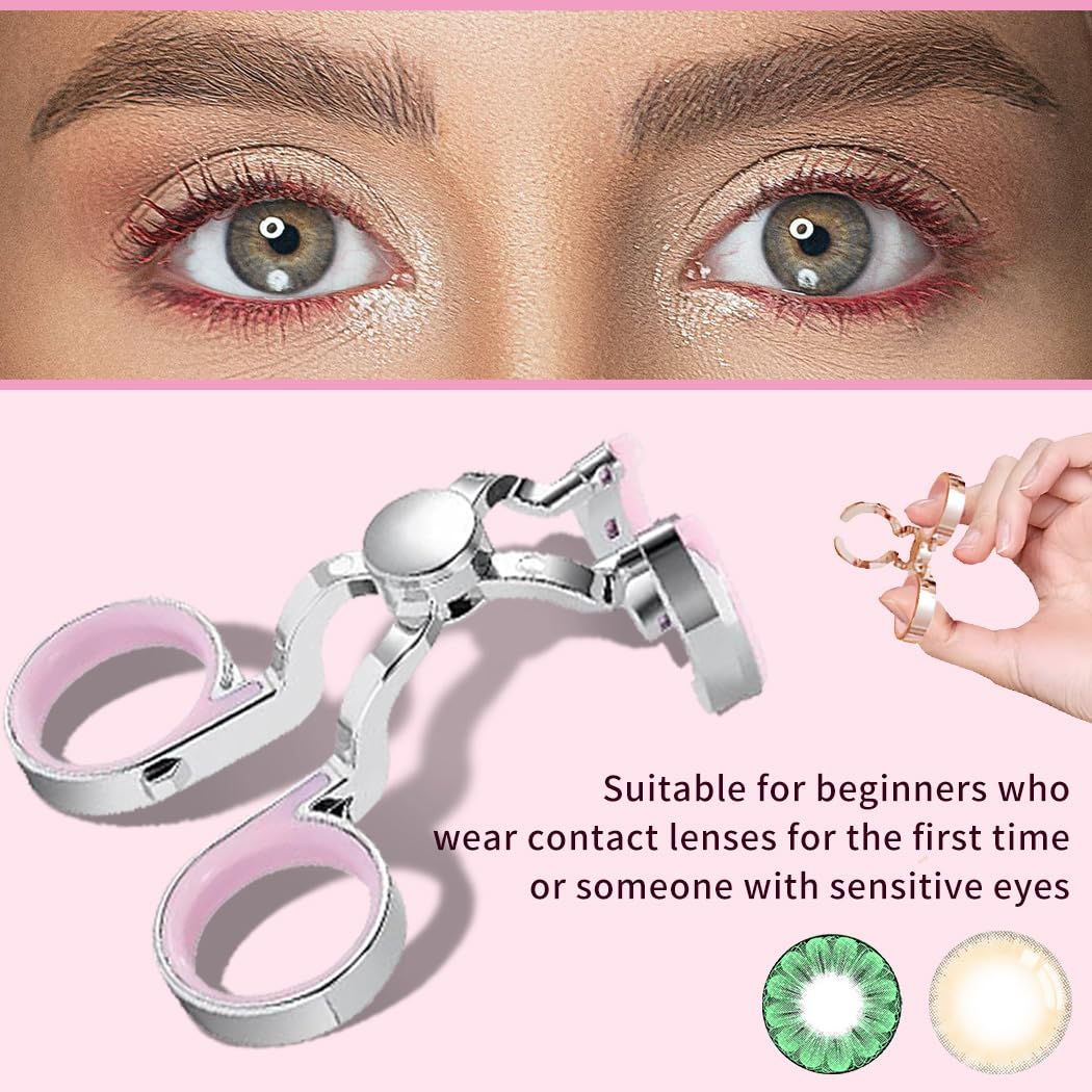 iGeyzoe Contact Lens Wearing Aids – Portable Eyelid Stretcher, Insert/Remove Tool (Green)