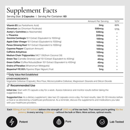 Ignite - Thermogenic Fat Burner & Nootropic with BioPerine® - Weight Management, Craving Control, Metabolism, Focus & Energy Support (60 Capsules)