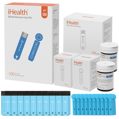 iHealth Blood Glucose Test Strips & Lancets – 100 Count (Meter Compatible)