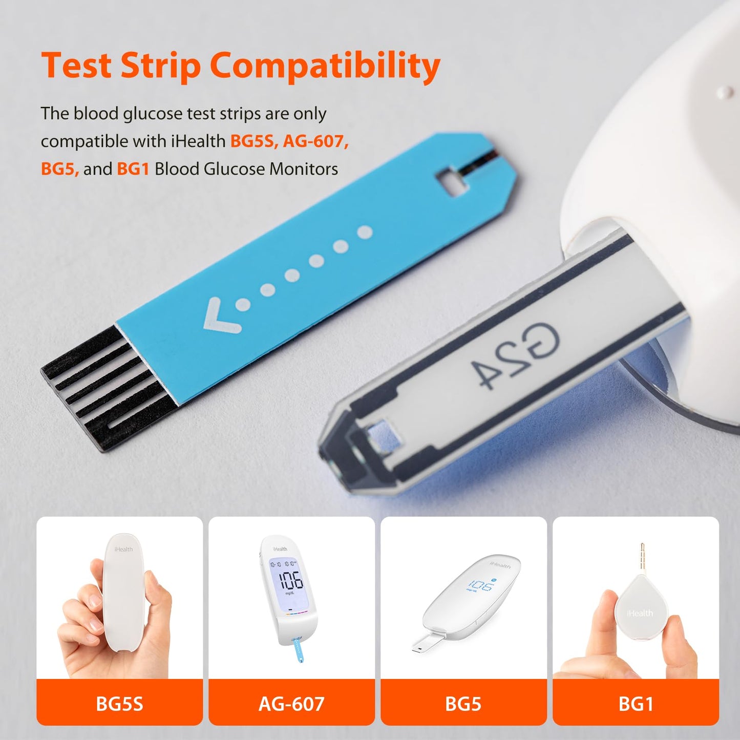 iHealth Blood Glucose Test Strips (50 Count) – No Coding, FSA Eligible
