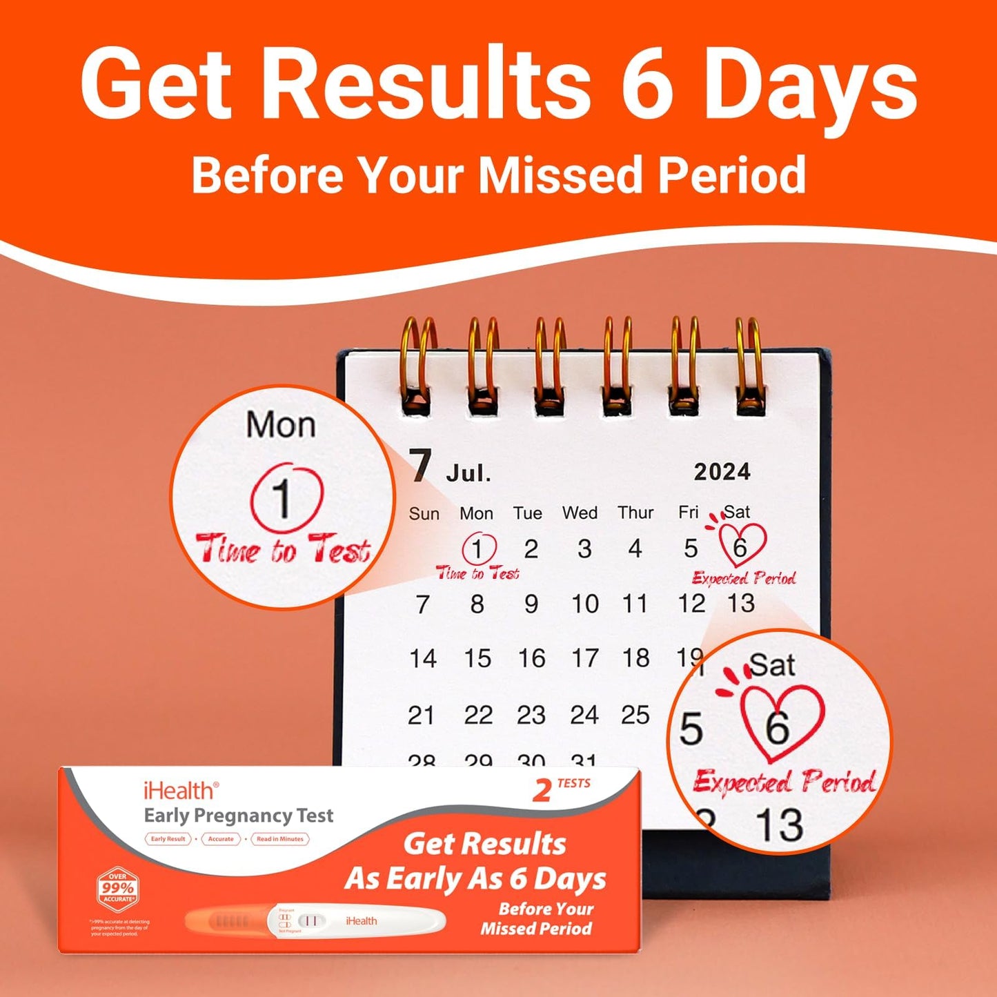 iHealth Pregnancy Test 3-Pack – Ultra-Sensitive HCG Kit, Early Detection, 6 Days Pre-Period, 99% Accurate