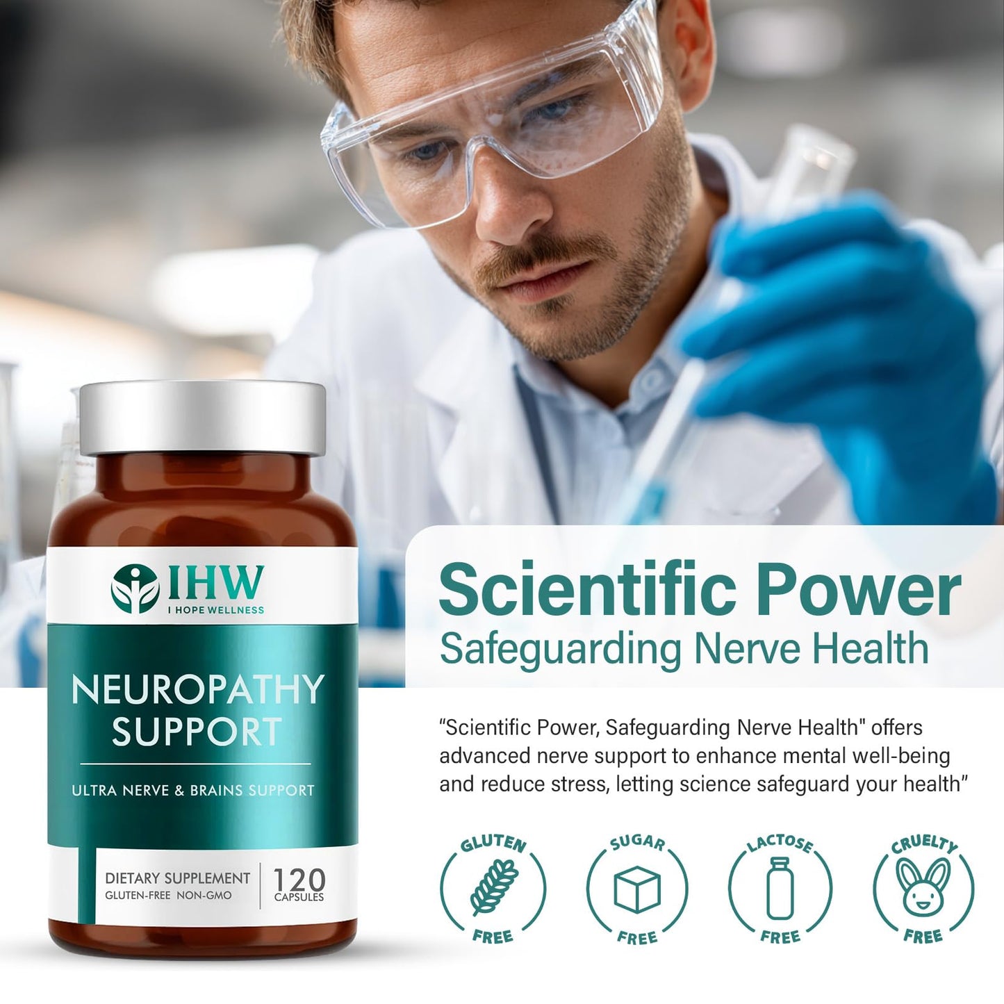 IHW Nerve Savior for Neuropathy – 120 Capsules | 600 mg Alpha Lipoic Acid & B Vitamins