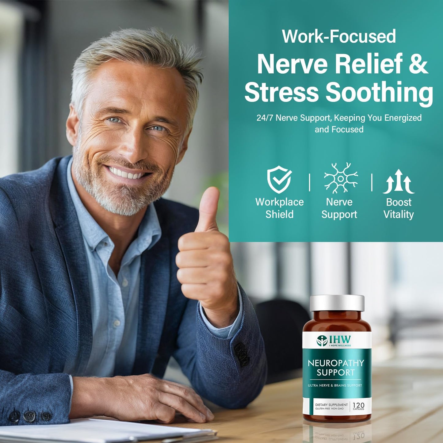 IHW Nerve Savior for Neuropathy – 120 Capsules | 600 mg Alpha Lipoic Acid & B Vitamins