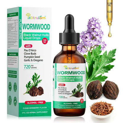 IIEltruiom Liposomal Black Walnut Wormwood Tincture - Alcohol-Free Gut Health (2 fl oz)