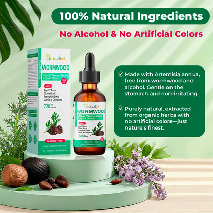 IIEltruiom Liposomal Black Walnut Wormwood Tincture - Alcohol-Free Gut Health (2 fl oz)