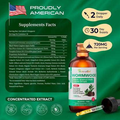 IIEltruiom Liposomal Black Walnut Wormwood Tincture - Alcohol-Free Gut Health (2 fl oz)