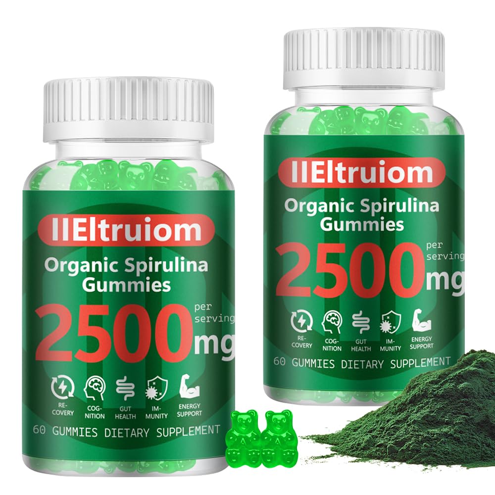 IIEltruiom Spirulina Gummies - Organic 2500mg Spirulina | Vegan, Non-GMO, Gluten Free, 120 Gummies