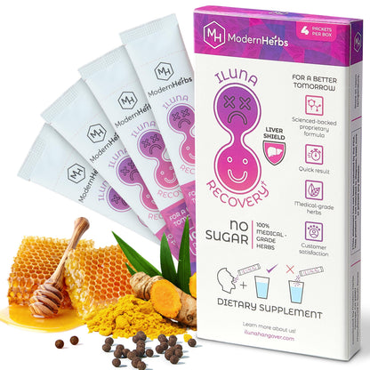ILUNA Recovery Hangover Relief – All-Natural Milk Thistle & Korean Herbs | Max Strength Pebbles (4)