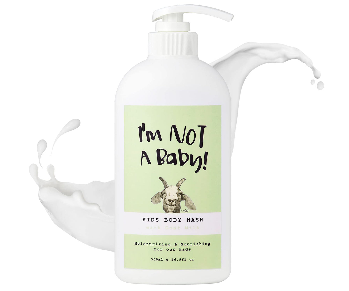 I'm NOT A Baby! Kids Body Wash – Goat Milk, Dermatologist Tested, Allergen-Free, Cruelty-Free, PETA, Tear-Free, 16.9 fl oz