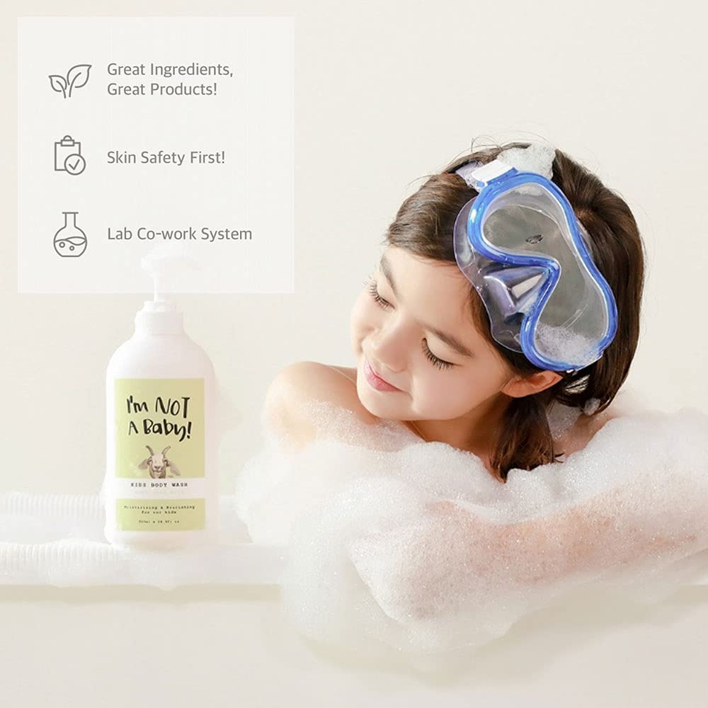 I'm NOT A Baby! Kids Body Wash – Goat Milk, Dermatologist Tested, Allergen-Free, Cruelty-Free, PETA, Tear-Free, 16.9 fl oz