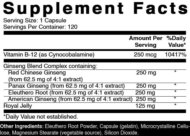 Oxify Ginseng Complex 1000 MG – 120 Capsules | Gluten-Free, Non-GMO | Made in USA