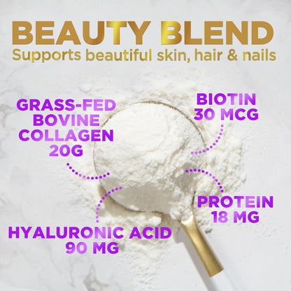 Collagen Peptides Powder 20g Unflavored – Grass-Fed Type I & III, Hyaluronic Acid & Biotin | 28 Servings
