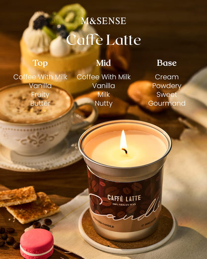 M&SENSE Coffee Candles Latte Scented – Soy Wax 7oz, 42 Hours Long Lasting Clean Burn | Aromatherapy Gift for Coffee Lovers