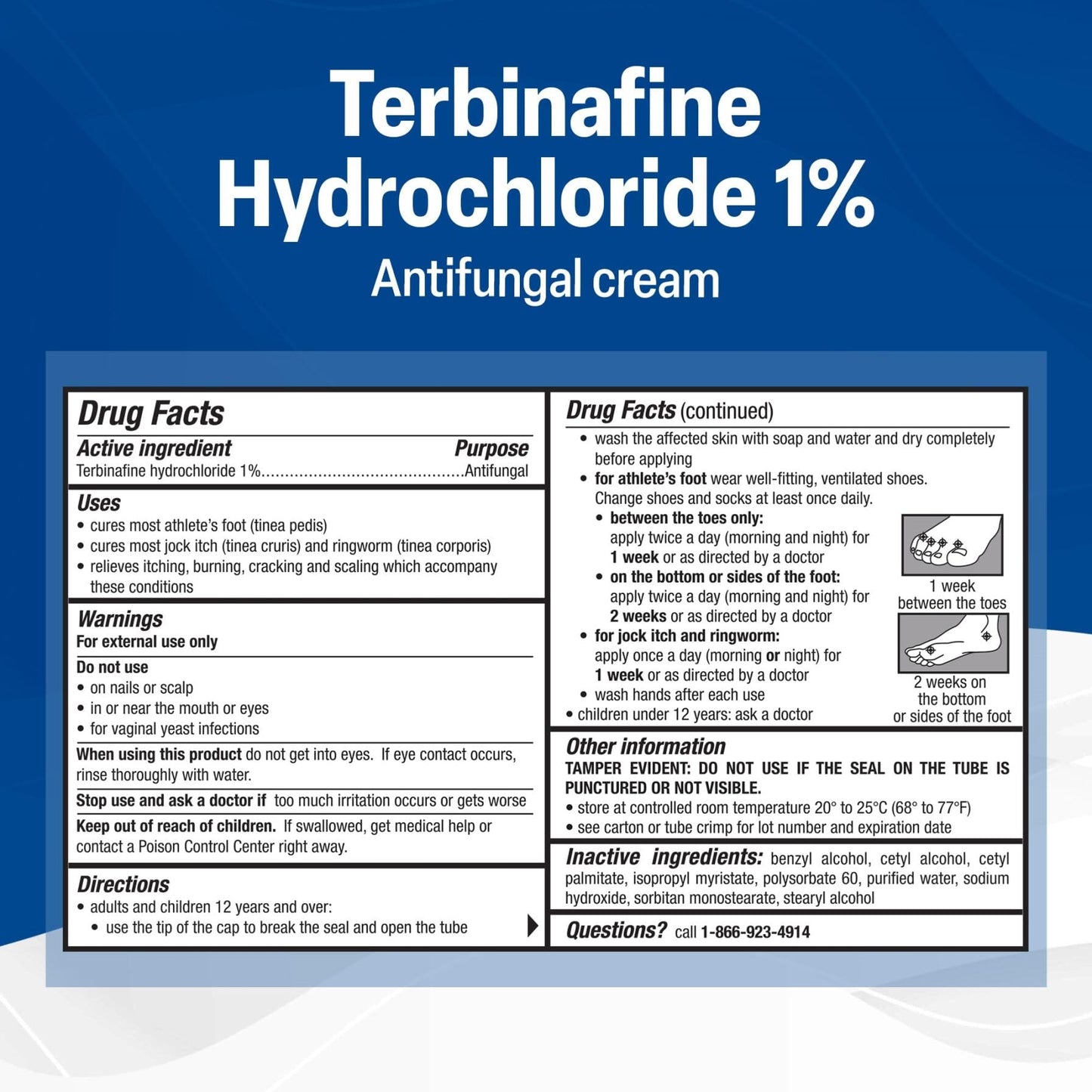 TARO Terbinafine 1% Anti-Fungal Cream – Athlete’s Foot Treatment (Pack of 2)