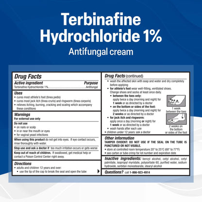 TARO Terbinafine 1% Anti-Fungal Cream – Athlete’s Foot Treatment (Pack of 2)