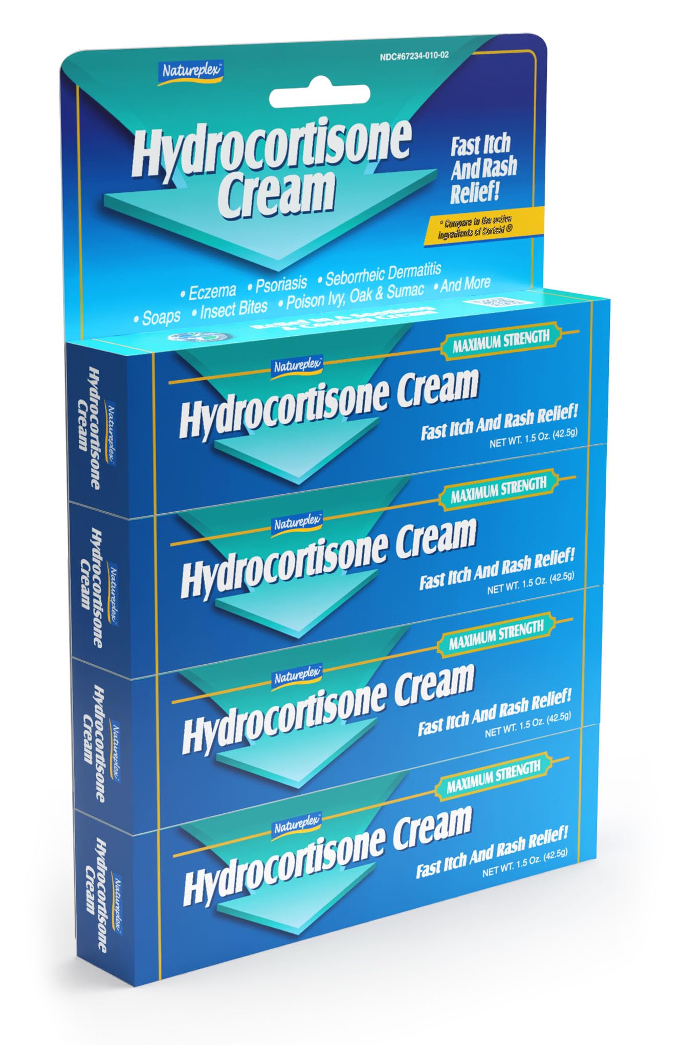 Natureplex Hydrocortisone 1% Cream 1.0 Oz (Pack of 4) – Maximum Strength Anti-Itch Relief, Made in USA