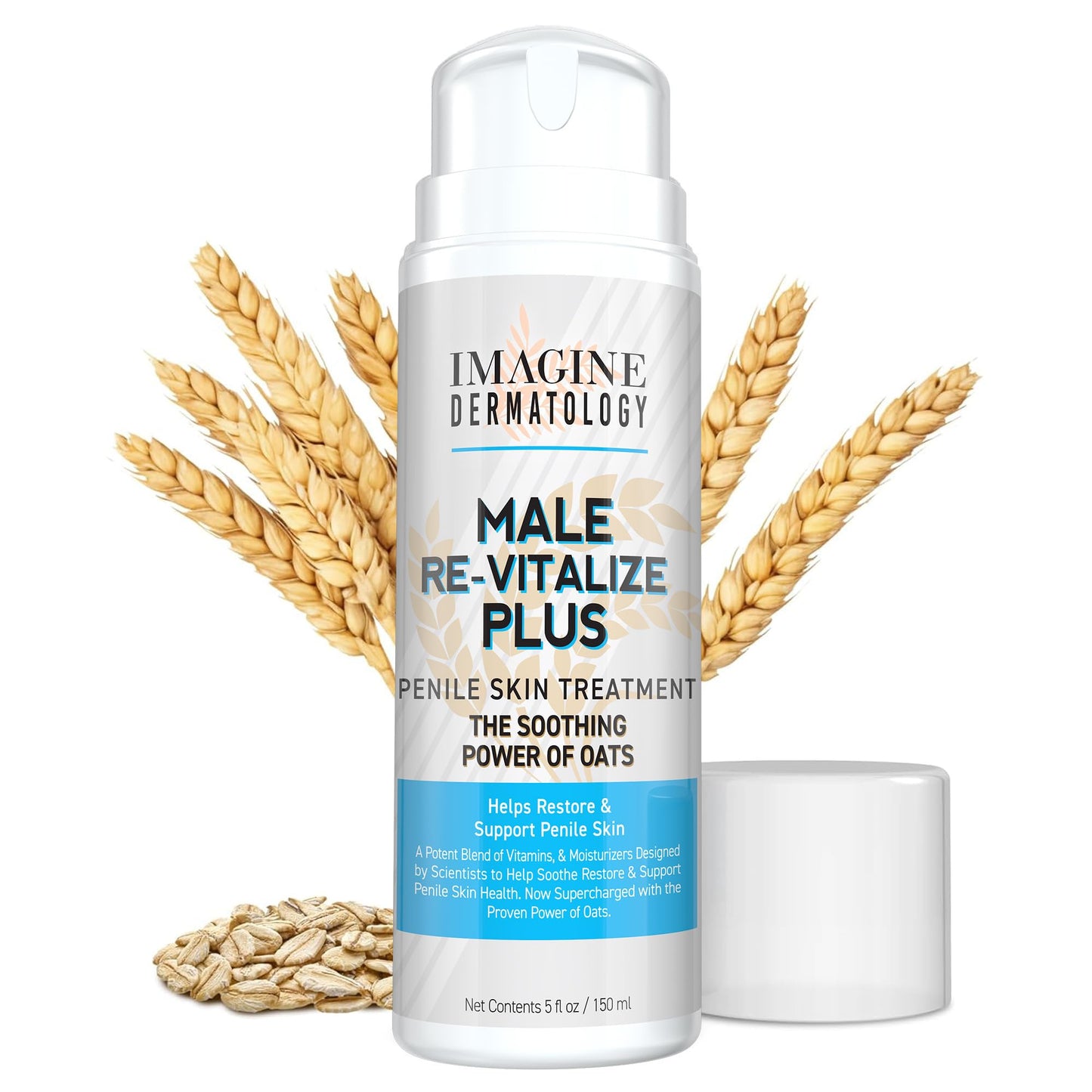 Imagine Dermatology Male Re-Vitalize PLUS Oats Penile Health Cream for Men – Hydration, Protection & Comfort (5fl oz/150ml)