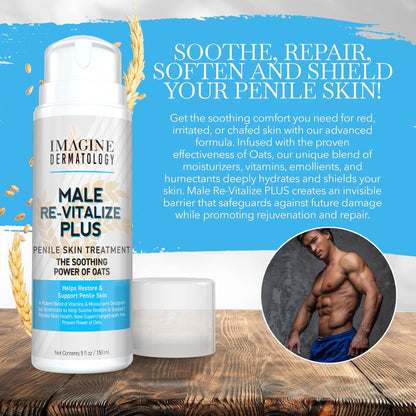 Imagine Dermatology Male Re-Vitalize PLUS Oats Penile Health Cream for Men – Hydration, Protection & Comfort (5fl oz/150ml)