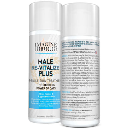 Imagine Dermatology Male Re-Vitalize PLUS Oats Penile Health Cream for Men – Hydration, Protection & Comfort (5fl oz/150ml)