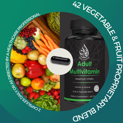 Iman Halal Complete Multivitamin for Adults – 60 Count | 42 Fruit & Veg Blend
