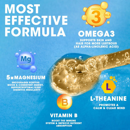 iMATCHME Magnesium Glycinate Liquid Drop with Omega-3, L-Theanine, D3, B6, B12 | Calm Sleep & Energy (Sugar-Free Strawberry Flavor)