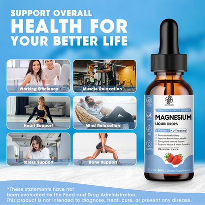 iMATCHME Magnesium Glycinate Liquid Drop with Omega-3, L-Theanine, D3, B6, B12 | Calm Sleep & Energy (Sugar-Free Strawberry Flavor)