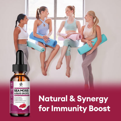 iMATCHME Sea Moss 7-in-1 Liquid Drops with Black Seed Oil | Immune, Digestive & Energy | Dragon Fruit Flavor, 2 fl oz