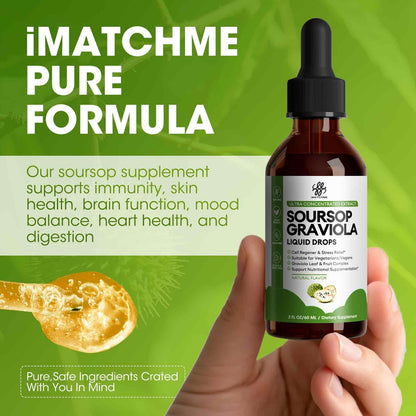 iMATCHME Soursop Graviola Liquid Drops – Immune & Gut Health Support, 2 fl oz